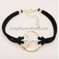 Fashion leather bracelet with peace alloy